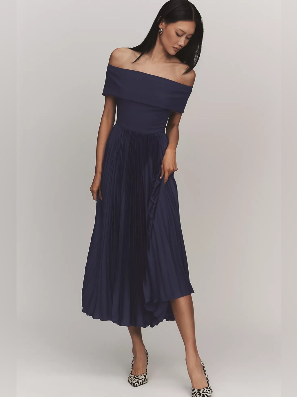Hutch Stockton Off-Shoulder Satin Midi Dress